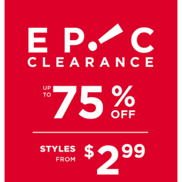 EPIC CLEARANCE UP TO 75% OFF icon